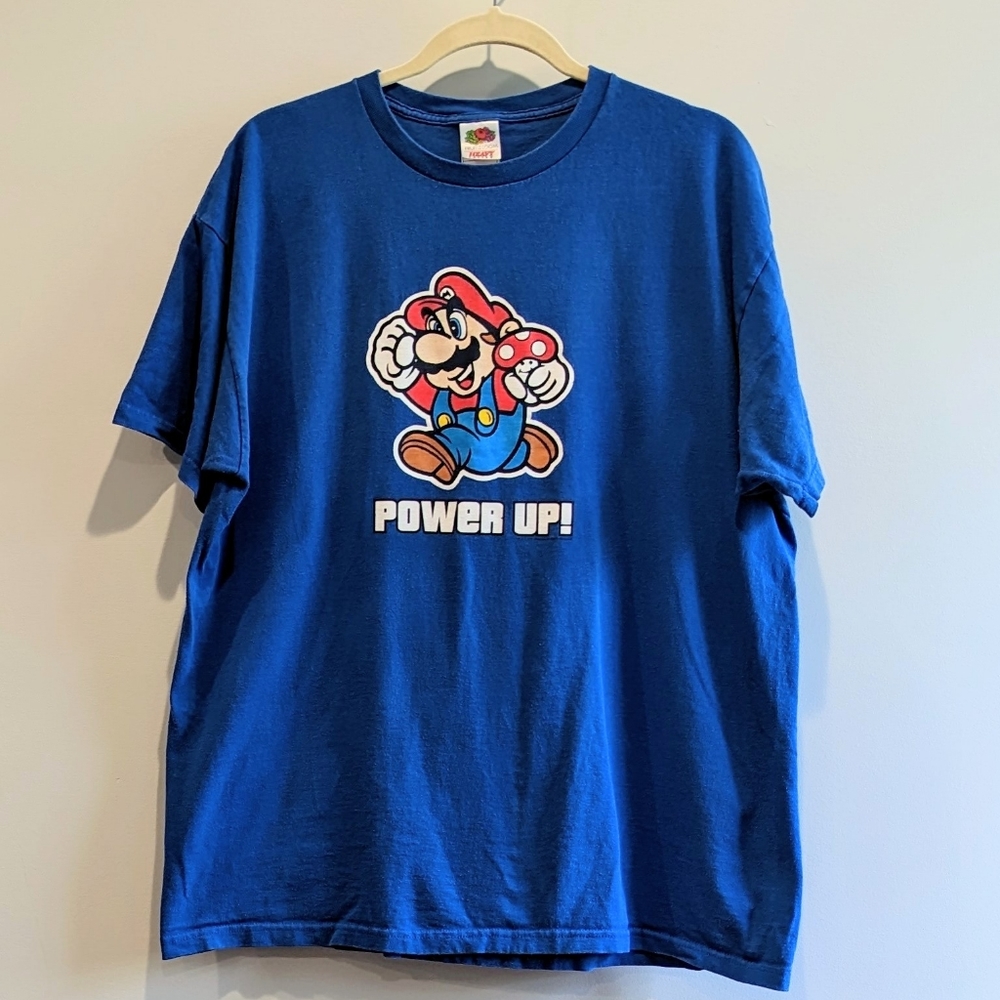 Graphic Tshirt Super Mario Brothers Power Up XL Nintendo Blue